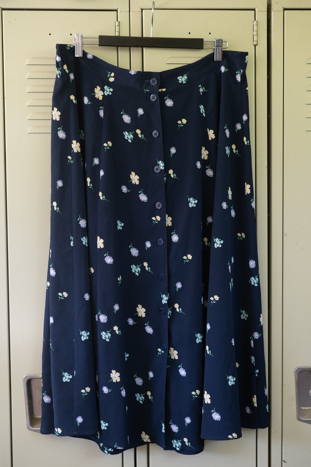 Navy Floral Midi Skirt