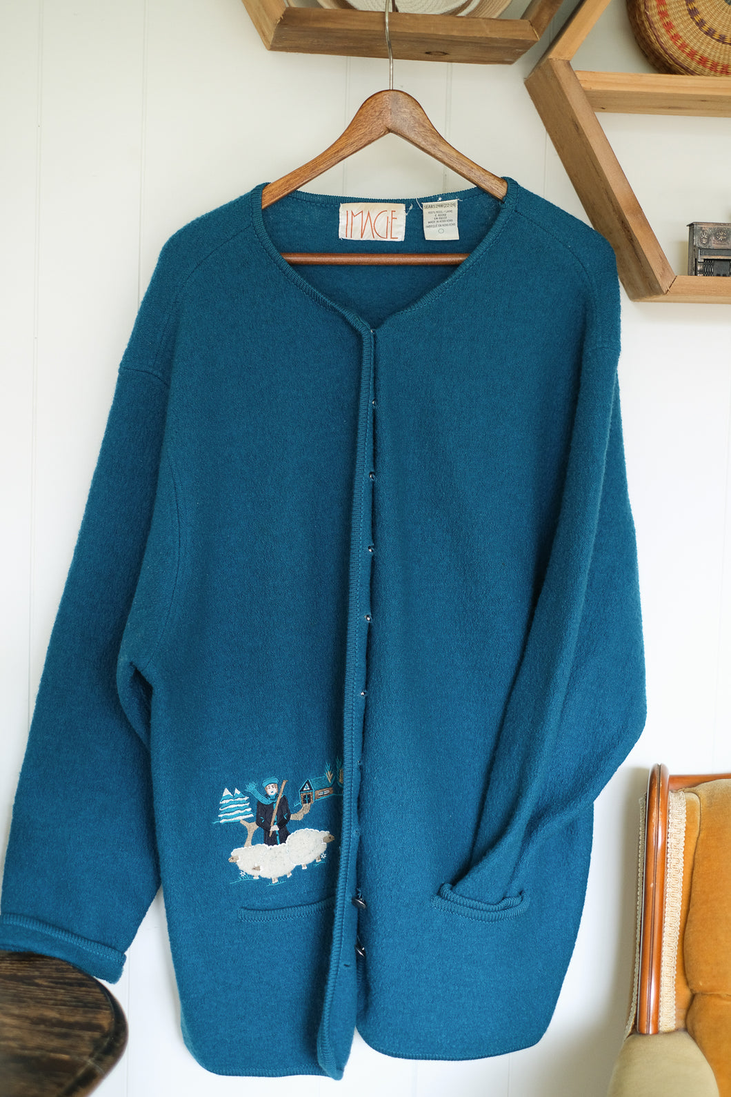 Turquoise Wool Shepherd Jacket