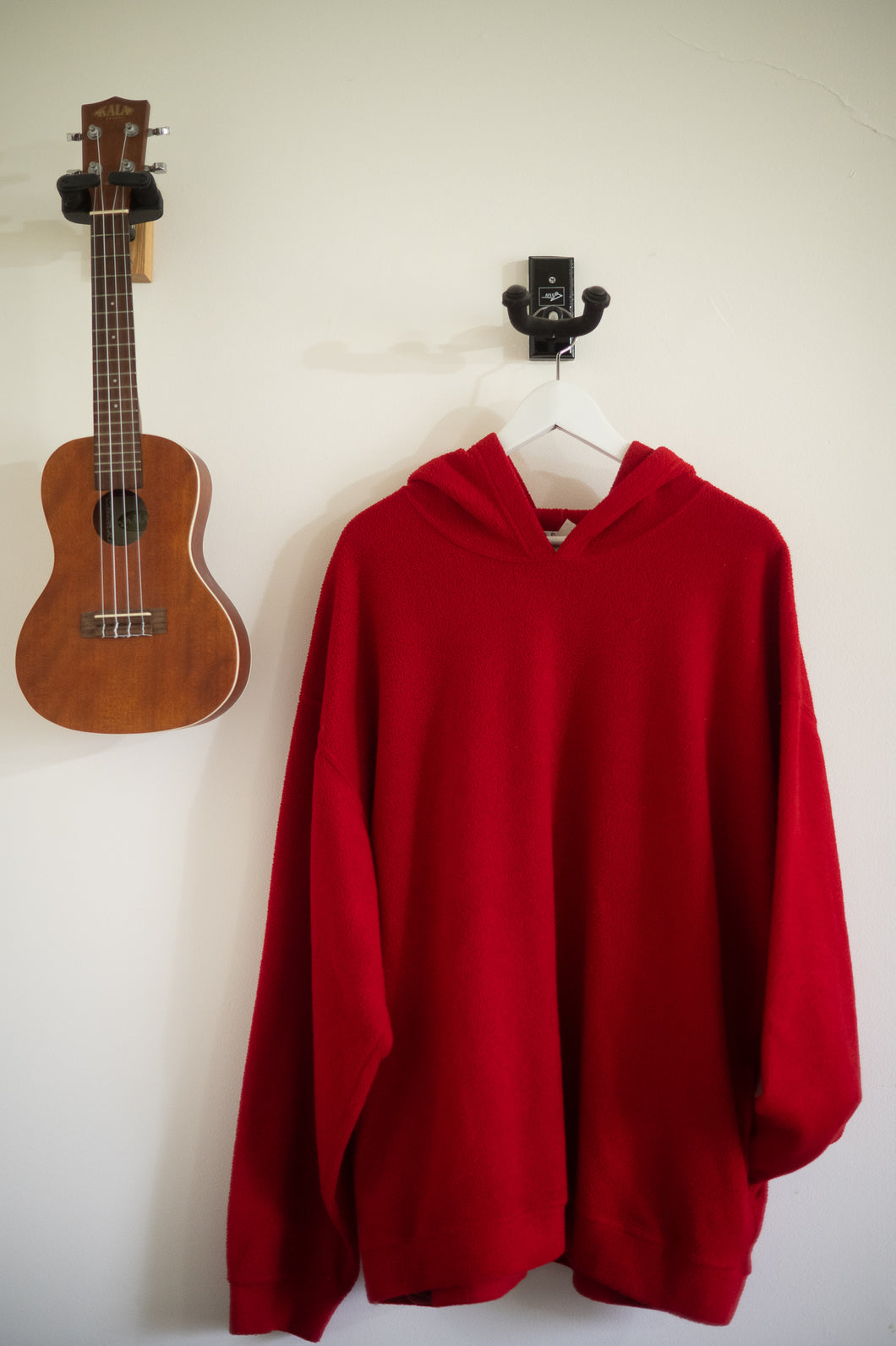 Red fleece hoodie