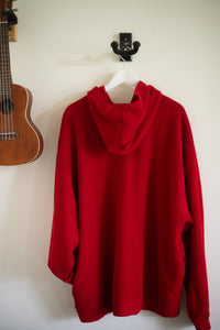Red fleece hoodie